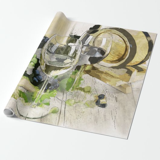 Weingläser, Barrel und Trauben Geschenkpapier (Ungerollt)