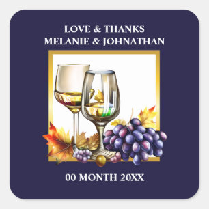 Weingläser Blaue Pflaume Quadratischer Aufkleber