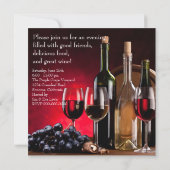 Weingläser Flaschen Wein Party Einladung (Rückseite)
