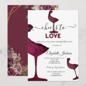 Weingläser Floral Burgundy Brautparty Einladung (Vorne/Hinten)