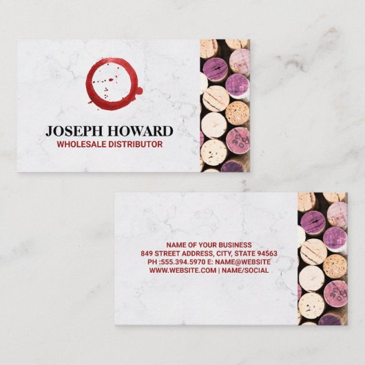 Weingläser | Geöffnete Korks Visitenkarte (Vorne/Hinten)