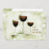 Weingläser Gourmet-Essen Weihnachtsessen Party Feiertagskarte (Vorne/Hinten)