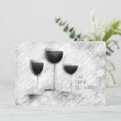 Weingläser Gourmet-Essen Weihnachtsessen Party Feiertagskarte (Stehend Vorderseite)