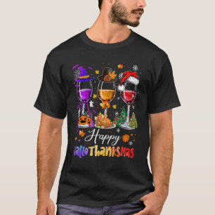 Weingläser Halloween Frohe Weihnachtsfest Hallo T-Shirt