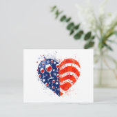 Weingläser Herz 4. Juli Patriotische Amerikanerin Postkarte (Stehend Vorderseite)