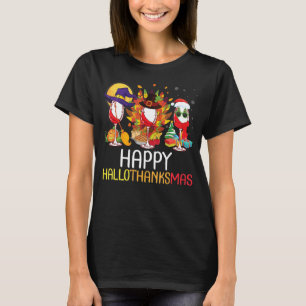 Weingläser Hexe Pilgrim Santa Claus Happy Hallo T-Shirt
