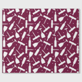 Weingläser Korkschrauben Burgundy Gemustert Geschenkpapier (Flach)