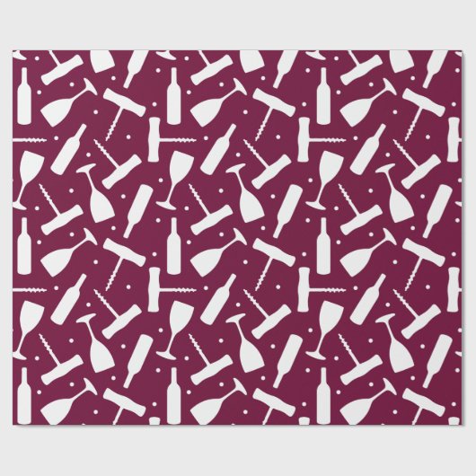 Weingläser Korkschrauben Burgundy Gemustert Geschenkpapier (Flach)