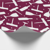Weingläser Korkschrauben Burgundy Gemustert Geschenkpapier (Ecke)