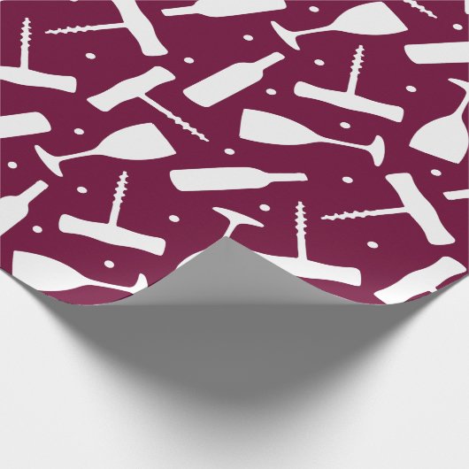Weingläser Korkschrauben Burgundy Gemustert Geschenkpapier (Ecke)