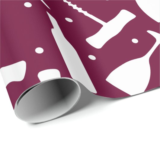 Weingläser Korkschrauben Burgundy Gemustert Geschenkpapier (Rolleneckpunkt)