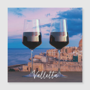 Weingläser mit Blick auf den Sonnenuntergang über  Magnetkarte