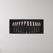 Weingläser mit rotem Wein in einer Reihe aufgereih Leinwanddruck (Vorderseite)