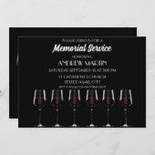 Weingläser mit Rotwein auf schwarz Einladung (Vorne/Hinten)