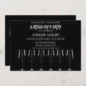 Weingläser mit Rotwein auf schwarz Einladung (Vorne/Hinten)