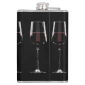 Weingläser mit Rotwein auf schwarz Flachmann (Rückseite)