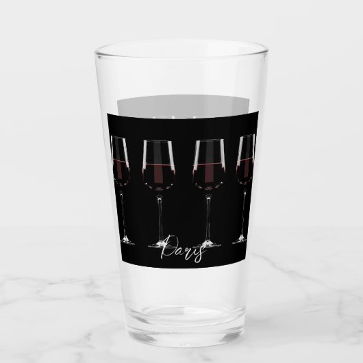 Weingläser mit Rotwein auf schwarz Glas (Vorderseite)
