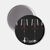 Weingläser mit Rotwein auf schwarz Magnet (Vorderseite/Rückseite)