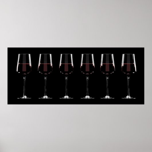 Weingläser mit Rotwein auf schwarz Poster (Vorne)
