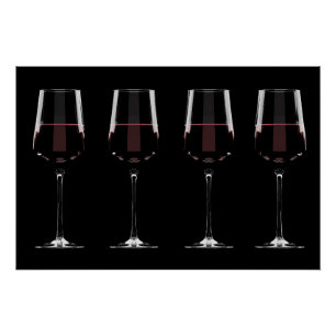 Weingläser mit Rotwein auf schwarz Poster