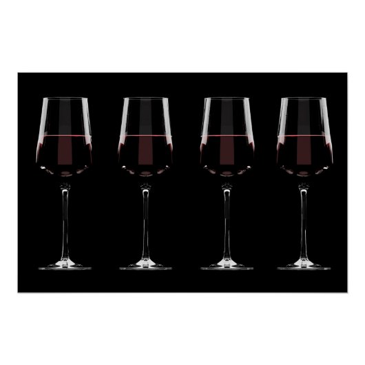 Weingläser mit Rotwein auf schwarz Poster (Vorderseite)