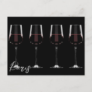 Weingläser mit Rotwein auf schwarz Postkarte