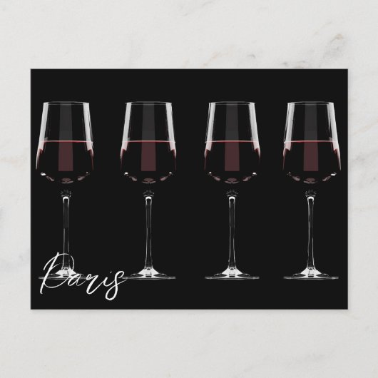 Weingläser mit Rotwein auf schwarz Postkarte (Vorderseite)