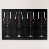 Weingläser mit Rotwein auf schwarz Puzzle (Horizontal)