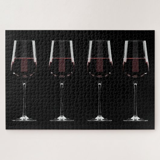 Weingläser mit Rotwein auf schwarz Puzzle (Horizontal)