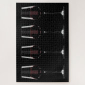 Weingläser mit Rotwein auf schwarz Puzzle (Vertikal)