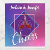 Weingläser mit Rotwein Toast Weinetikett (Einzelnes Label)