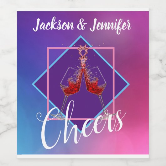 Weingläser mit Rotwein Toast Weinetikett (Einzelnes Label)