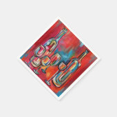 Weingläser und Flaschen Serviette (Ecke)