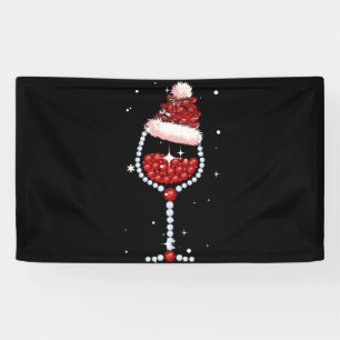Weingläser Weihnachtsmannmütze Weihnachten Banner