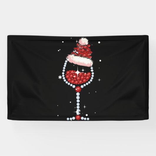 Weingläser Weihnachtsmannmütze Weihnachten Banner (Horizontal)
