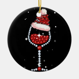 Weingläser Weihnachtsmannmütze Weihnachten Keramik Ornament