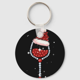 Weingläser Weihnachtsmannmütze Weihnachten Schlüsselanhänger