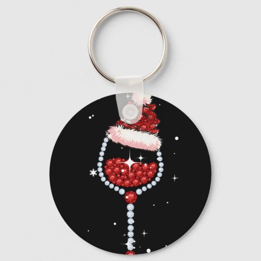 Weingläser Weihnachtsmannmütze Weihnachten Schlüsselanhänger (Vorderseite)
