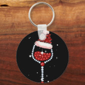 Weingläser Weihnachtsmannmütze Weihnachten Schlüsselanhänger (Vorderseite)