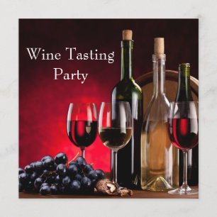 Weingläser Weinflaschen Weinprobe Party Einladung
