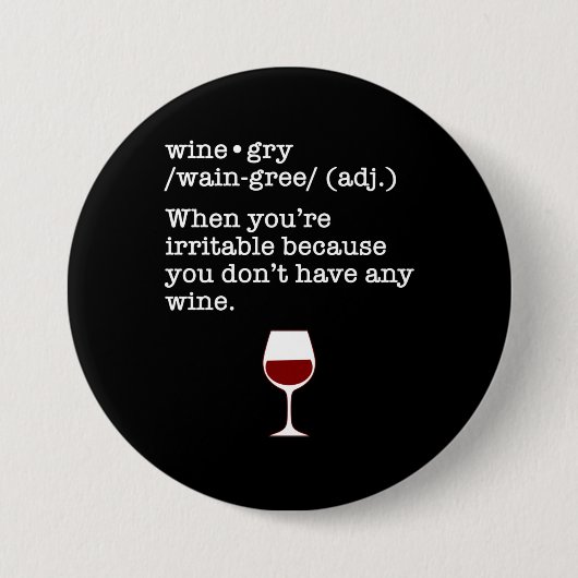 Weingrau Funny Wine Lover - Definition Button (Vorderseite)