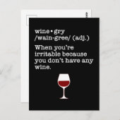Weingrau Funny Wine Lover - Definition Postkarte (Vorne/Hinten)