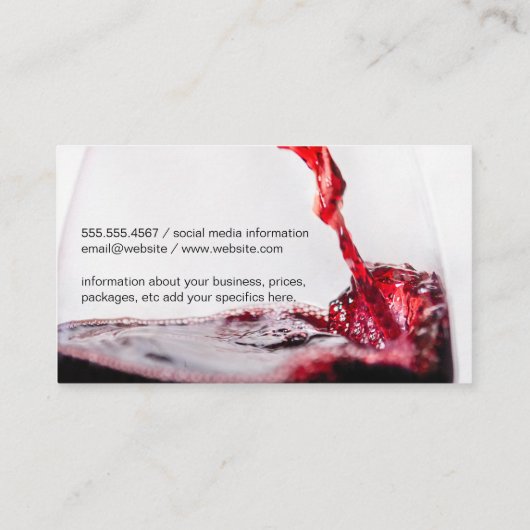 Weinguss im Glas Visitenkarte (Rückseite)