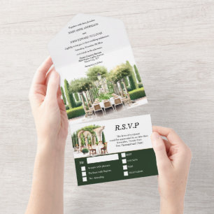 Weingut formelles Abendessen Pappel-Topiariengesta All In One Einladung