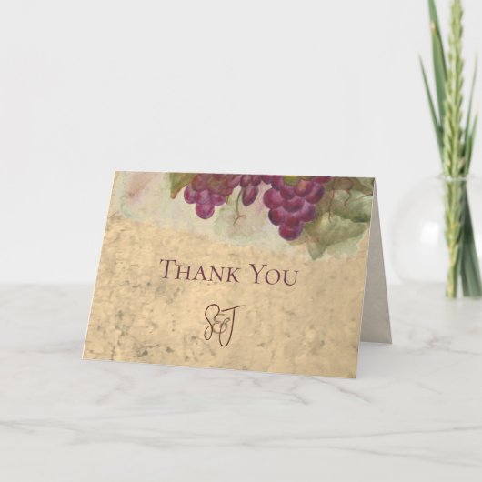 Weingut Hochzeit Dankeschön Monogramm Anfangsbuchs Dankeskarte (Vorderseite)