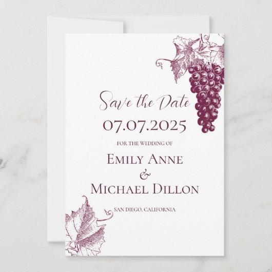 Weingut Hochzeit Save the Date Einladung (Vorderseite)