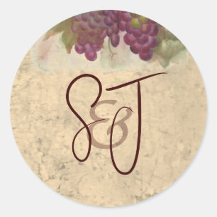 Weingut Hochzeitsmonogramm Personalisierte Initial Runder Aufkleber