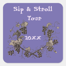 Weingut-Tour Weinrebe-Sip & Stroll-Event Quadratischer Aufkleber