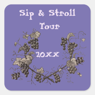 Weingut-Tour Weinrebe-Sip & Stroll-Event Quadratischer Aufkleber