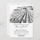 Weingut Winzer Rustikale Skizze Hochzeit Einladung (Vorderseite)